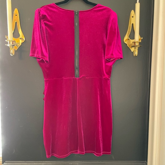 Fuchsia Crushed Velvet Dress - Picture 7 of 14